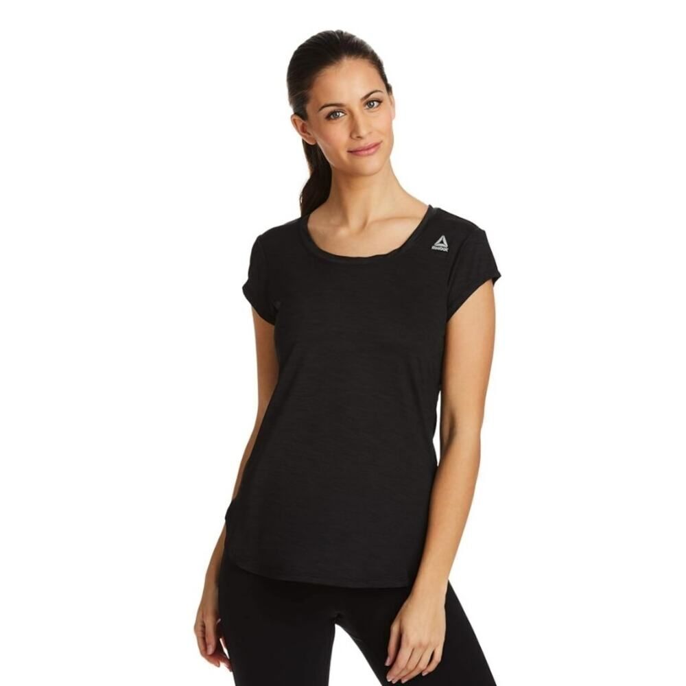 Reebok black scoop neck athletic short sleeve top sz S